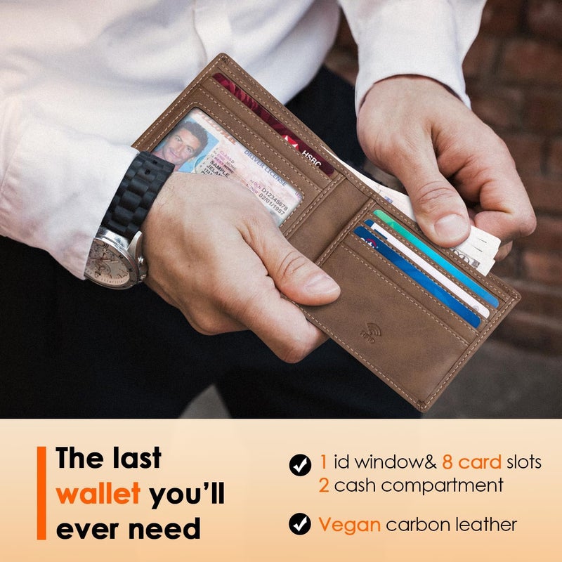 RUNBOX Wallet for Men Slim Leather Bifold RFID Blocking Minimalist Front Pocket Design with Gift Box - Image 4